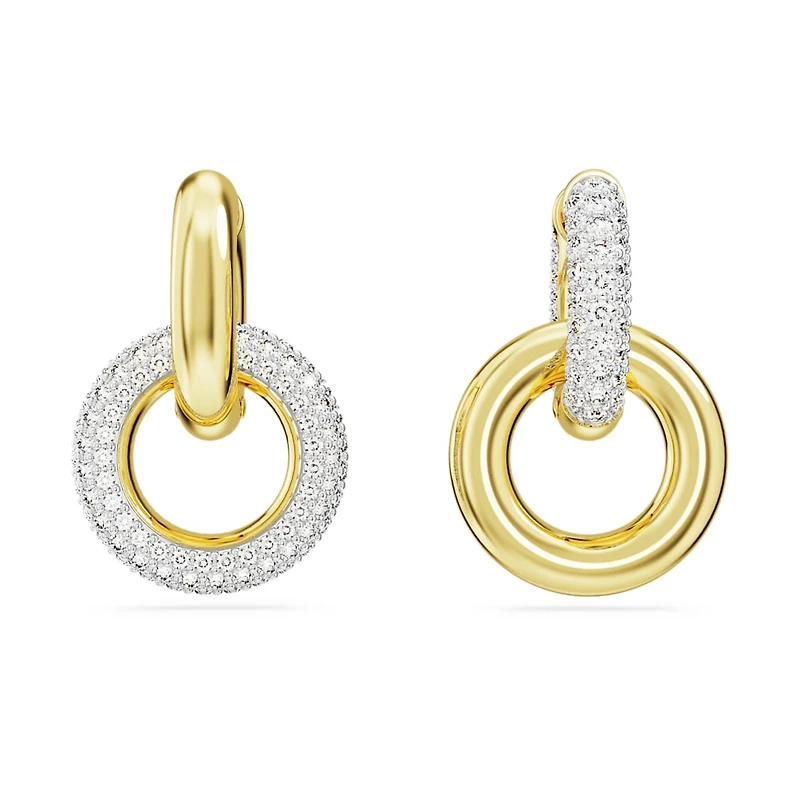 Dextera hoop earrings, Asymmetrical design, Interlocking loop, White