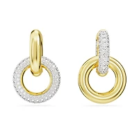 Dextera hoop earrings, Asymmetrical design, Interlocking loop, White