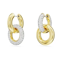 Dextera hoop earrings, Asymmetrical design, Interlocking loop, White