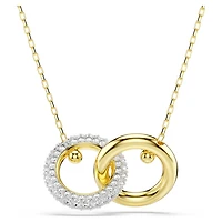 Dextera pendant, Interlocking loop, White, Gold-tone plated by SWAROVSKI