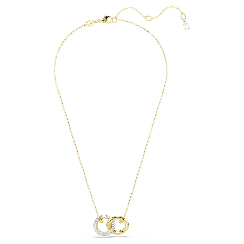 Dextera pendant, Interlocking loop, White, Gold-tone plated by SWAROVSKI