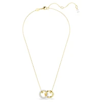 Dextera pendant, Interlocking loop, White, Gold-tone plated by SWAROVSKI