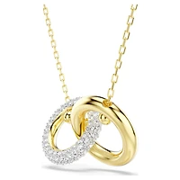 Dextera pendant, Interlocking loop, White, Gold-tone plated by SWAROVSKI