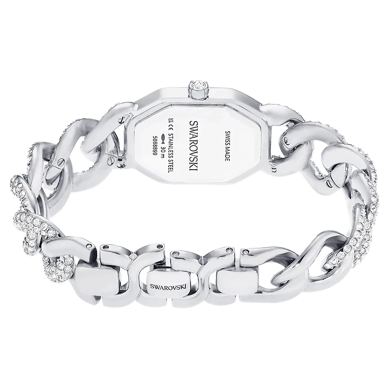 Dextera chain watch, Swiss Made, Crystal bracelet, Silver Tone, Stainless steel by SWAROVSKI
