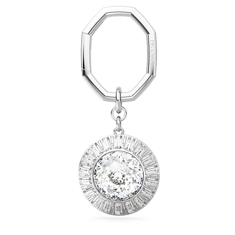 Key ring, Round cut, White, Rhodium plated by SWAROVSKI
