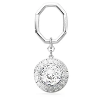 Key ring, Round cut, White, Rhodium plated by SWAROVSKI