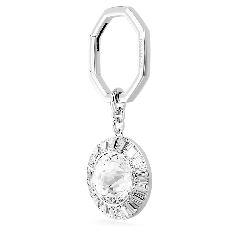 Key ring, Round cut, White, Rhodium plated by SWAROVSKI