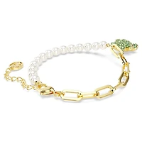 Teddy bracelet, Crystal pearl, Bear, Green, Gold-tone plated by SWAROVSKI