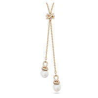 Originally Y pendant, Crystal pearl, White, Rose gold-tone plated by SWAROVSKI