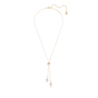 Originally Y pendant, Crystal pearl, White, Rose gold-tone plated by SWAROVSKI