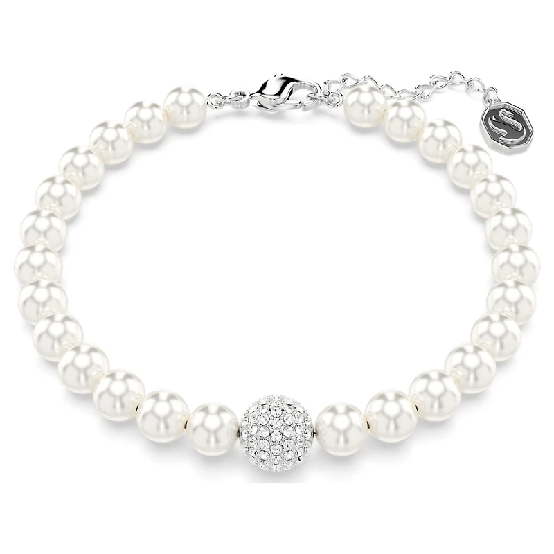 Swarovski Remix Collection strand, Crystal pearl, White, Rhodium plated by SWAROVSKI