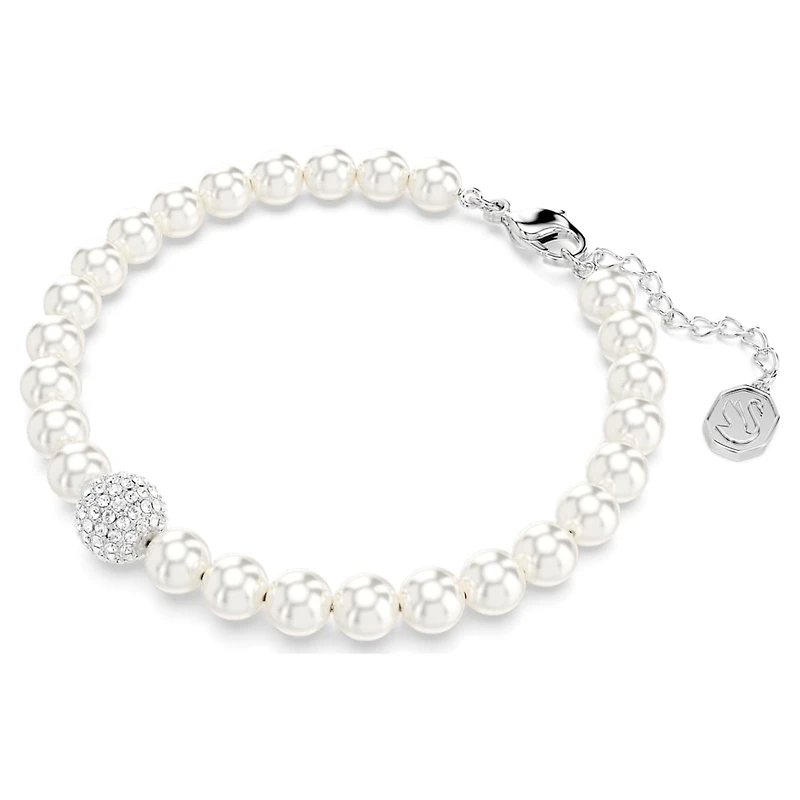 Swarovski Remix Collection strand, Crystal pearl, White, Rhodium plated by SWAROVSKI