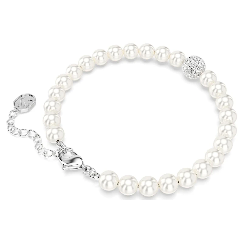 Swarovski Remix Collection strand, Crystal pearl, White, Rhodium plated by SWAROVSKI