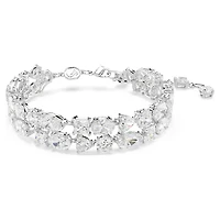 Mesmera bracelet, Mixed cuts, White, Rhodium plated by SWAROVSKI