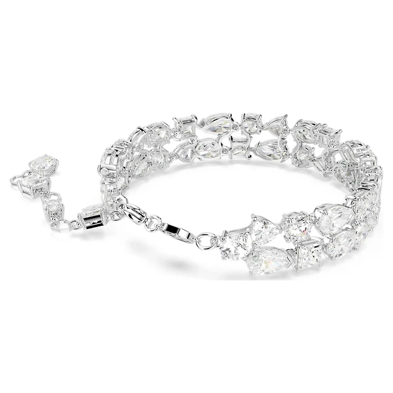 Mesmera bracelet, Mixed cuts, White, Rhodium plated by SWAROVSKI
