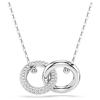 Dextera pendant, Interlocking loop, White, Rhodium plated by SWAROVSKI