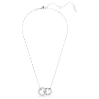 Dextera pendant, Interlocking loop, White, Rhodium plated by SWAROVSKI