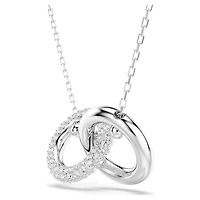 Dextera pendant, Interlocking loop, White, Rhodium plated by SWAROVSKI