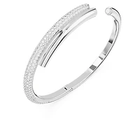 Dextera bangle, Magnetic closure, White, Rhodium plated by SWAROVSKI