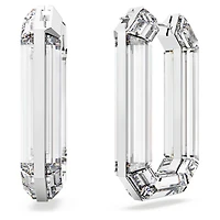 Lucent hoop earrings, Statement, Octagon shape, White by SWAROVSKI
