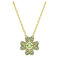 Idyllia pendant, Clover, Green, Gold-tone plated by SWAROVSKI