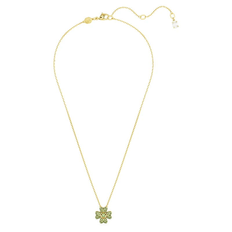 Idyllia pendant, Clover, Green, Gold-tone plated by SWAROVSKI