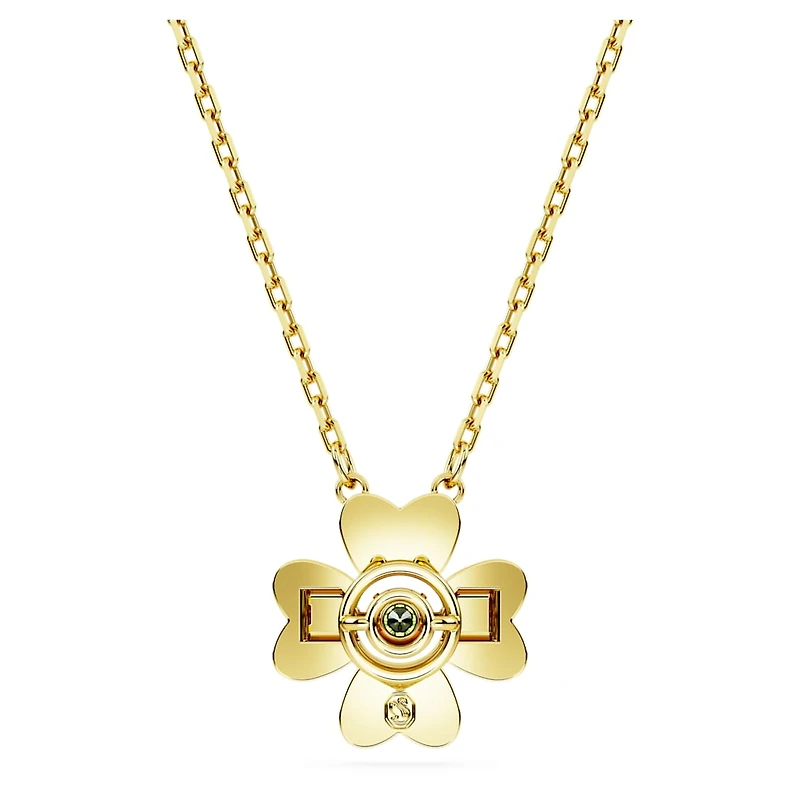 Idyllia pendant, Clover, Green, Gold-tone plated by SWAROVSKI
