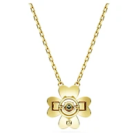 Idyllia pendant, Clover, Green, Gold-tone plated by SWAROVSKI