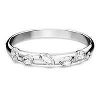 Dextera bangle, Mixed cuts, White, Rhodium plated by SWAROVSKI