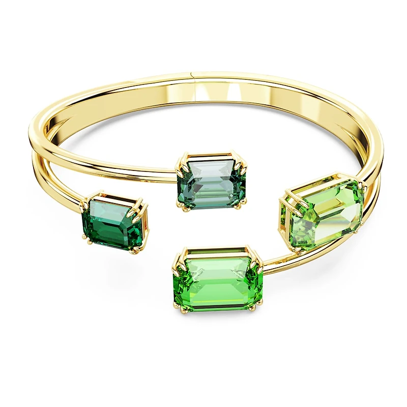 Millenia bangle, Octagon cut, Green, Gold-tone plated by SWAROVSKI