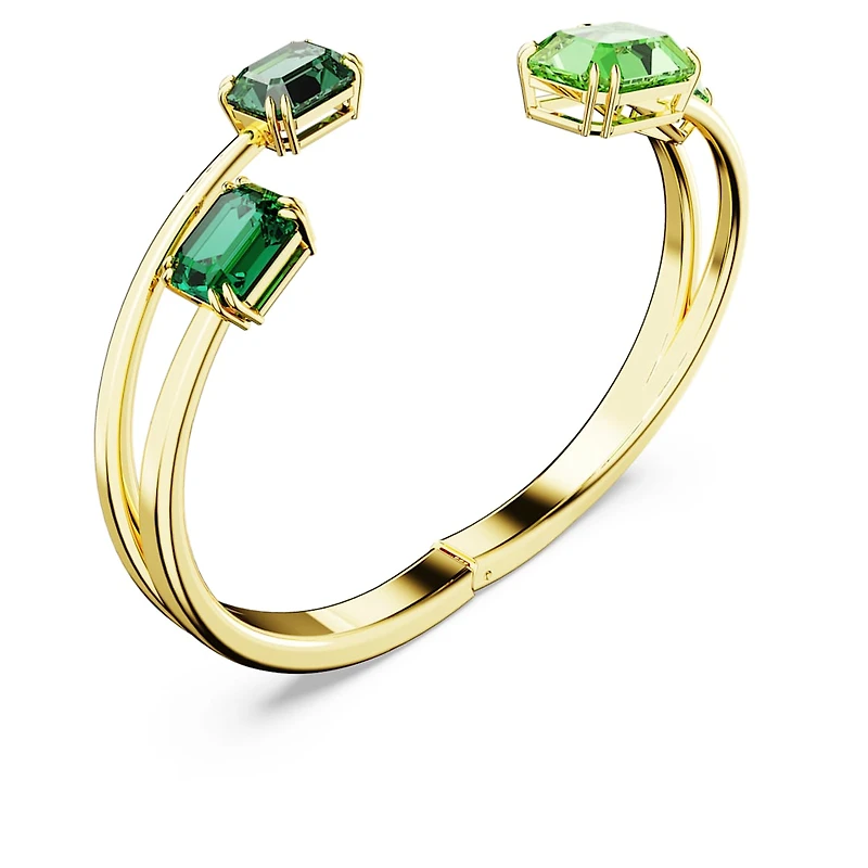 Millenia bangle, Octagon cut, Green, Gold-tone plated by SWAROVSKI