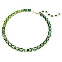 Millenia necklace, Octagon cut, Colour gradient, Green, Gold-tone plated by SWAROVSKI