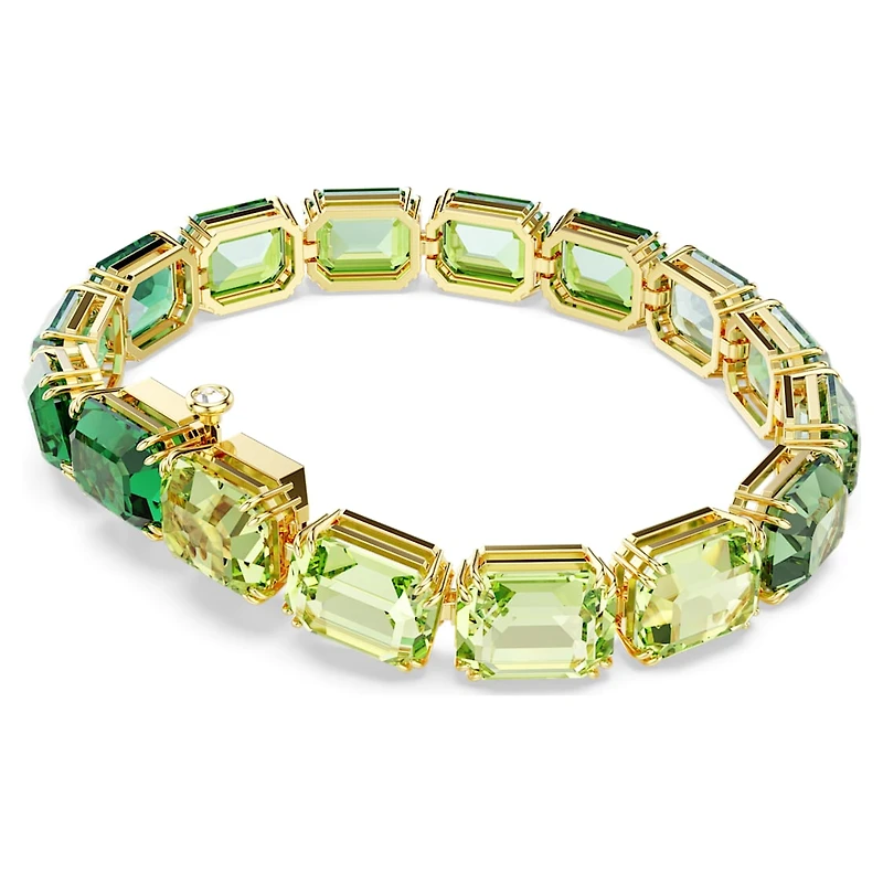 Millenia bracelet, Octagon cut, Colour gradient, Green, Gold-tone plated by SWAROVSKI