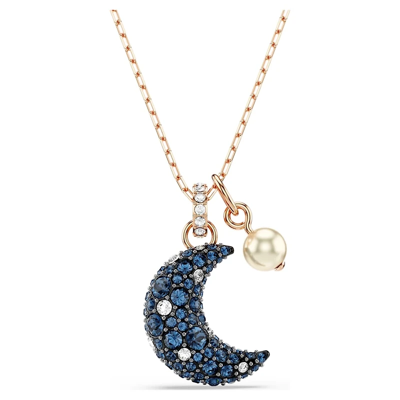 Sublima pendant, Crystal pearl, Moon, Multicolored, Rose gold-tone plated by SWAROVSKI