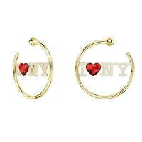 I LOVE NY hoop earrings, Red, Gold-tone plated by SWAROVSKI