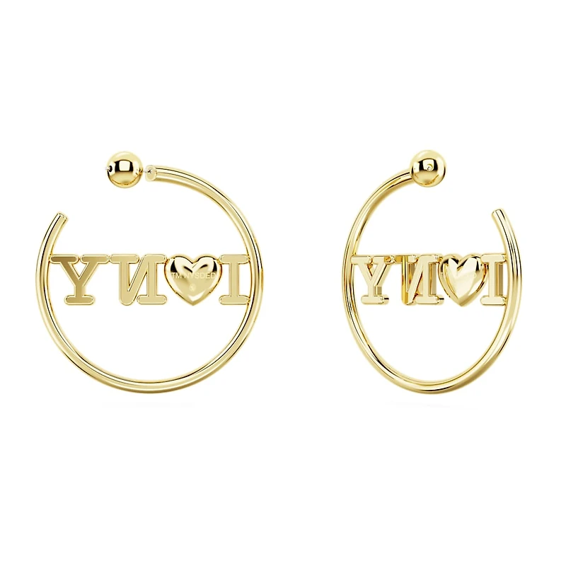 I LOVE NY hoop earrings, Red, Gold-tone plated by SWAROVSKI