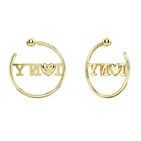 I LOVE NY hoop earrings, Red, Gold-tone plated by SWAROVSKI