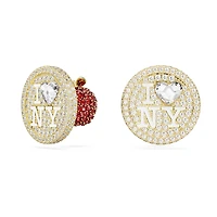I LOVE NY stud earrings, White, Gold-tone plated by SWAROVSKI