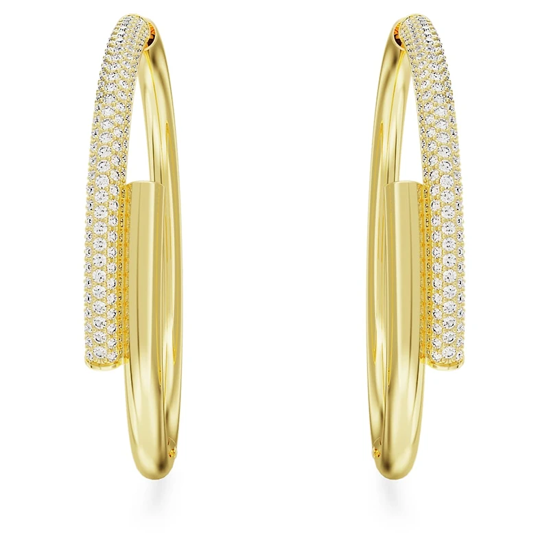 Dextera hoop earrings, White, Gold-tone plated by SWAROVSKI
