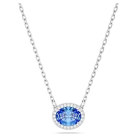 Constella necklace, Oval cut, Blue, Rhodium plated by SWAROVSKI