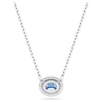 Constella necklace, Oval cut, Blue, Rhodium plated by SWAROVSKI
