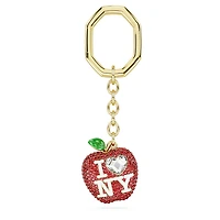 I LOVE NY key ring, Red, Gold-tone plated by SWAROVSKI