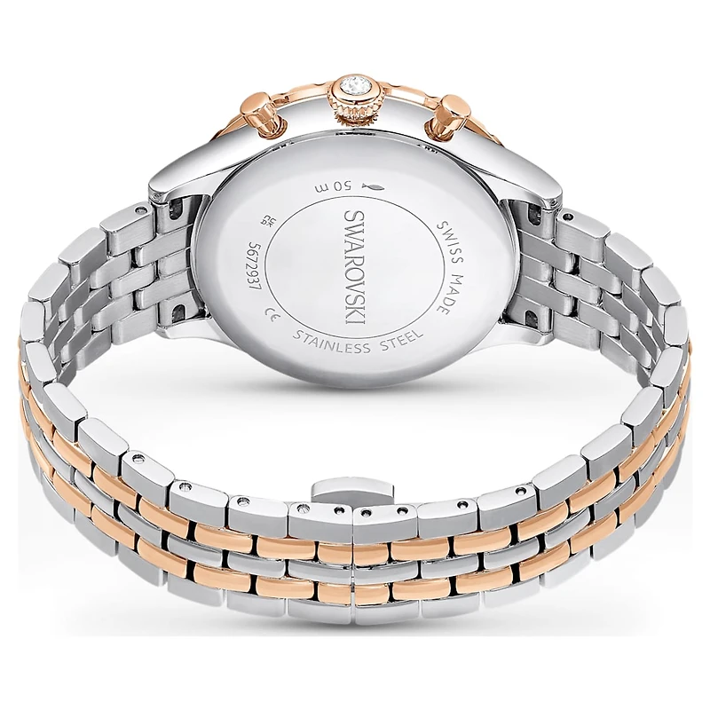 Octea chrono watch, Swiss Made, Metal bracelet, Rose gold tone, Mixed metal finish by SWAROVSKI