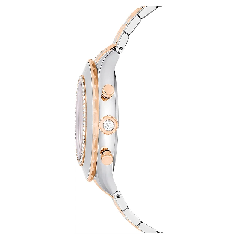 Octea chrono watch, Swiss Made, Metal bracelet, Rose gold tone, Mixed metal finish by SWAROVSKI