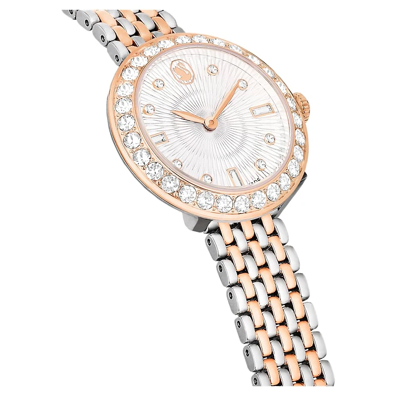 Matrix tennis 7-link watch, Swiss Made, Metal bracelet, Rose gold tone