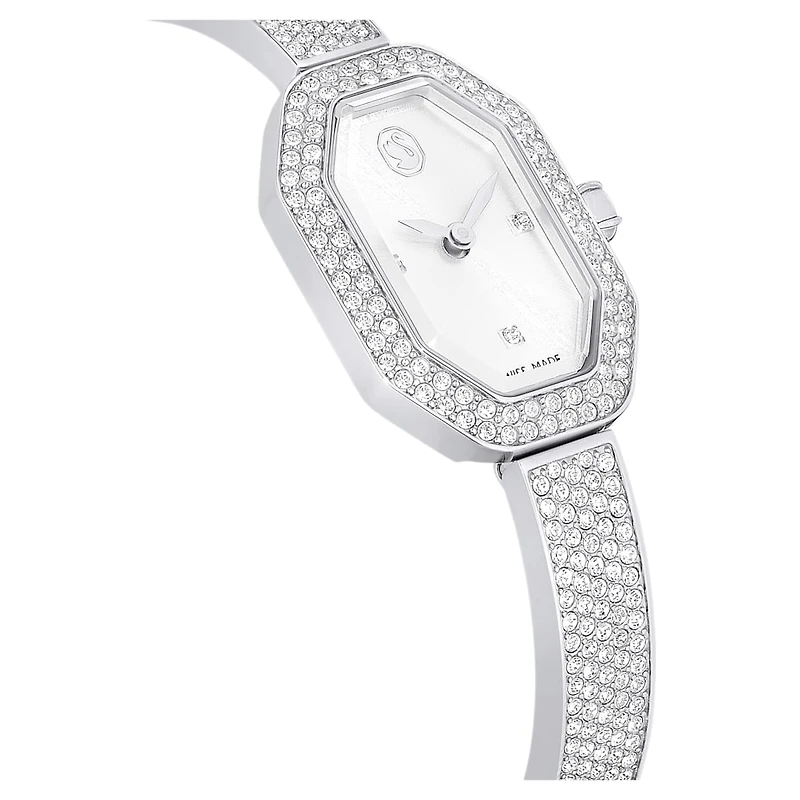 Dextera bangle watch, Swiss Made, Metal bracelet, Silver Tone, Stainless steel by SWAROVSKI