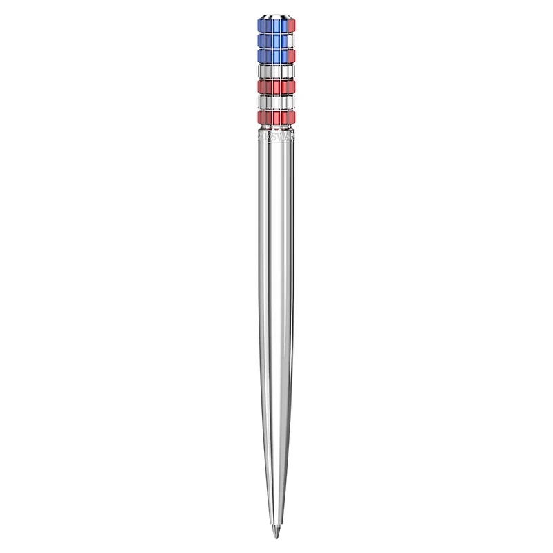 Ballpoint pen, Red and blue, Chrome plated by SWAROVSKI