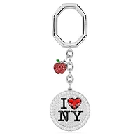 I LOVE NY key ring, Red, Rhodium plated by SWAROVSKI