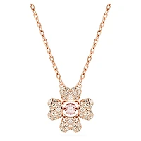 Idyllia pendant, Clover, White, Rose gold-tone plated by SWAROVSKI