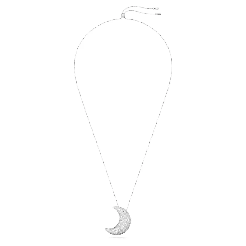 Luna pendant, Moon, White, Rhodium plated by SWAROVSKI